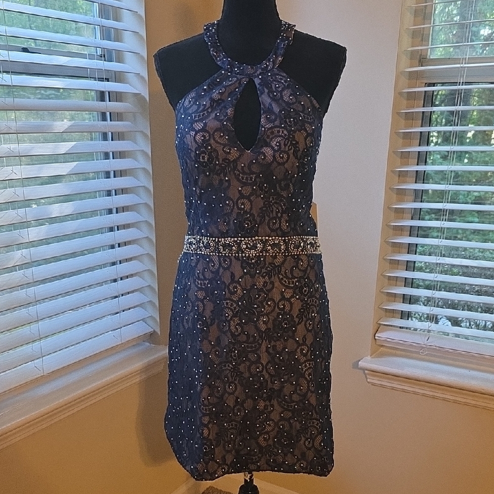 NAVY BLUE LACE  PARTY DRESS/ HOMECOMING DRESS